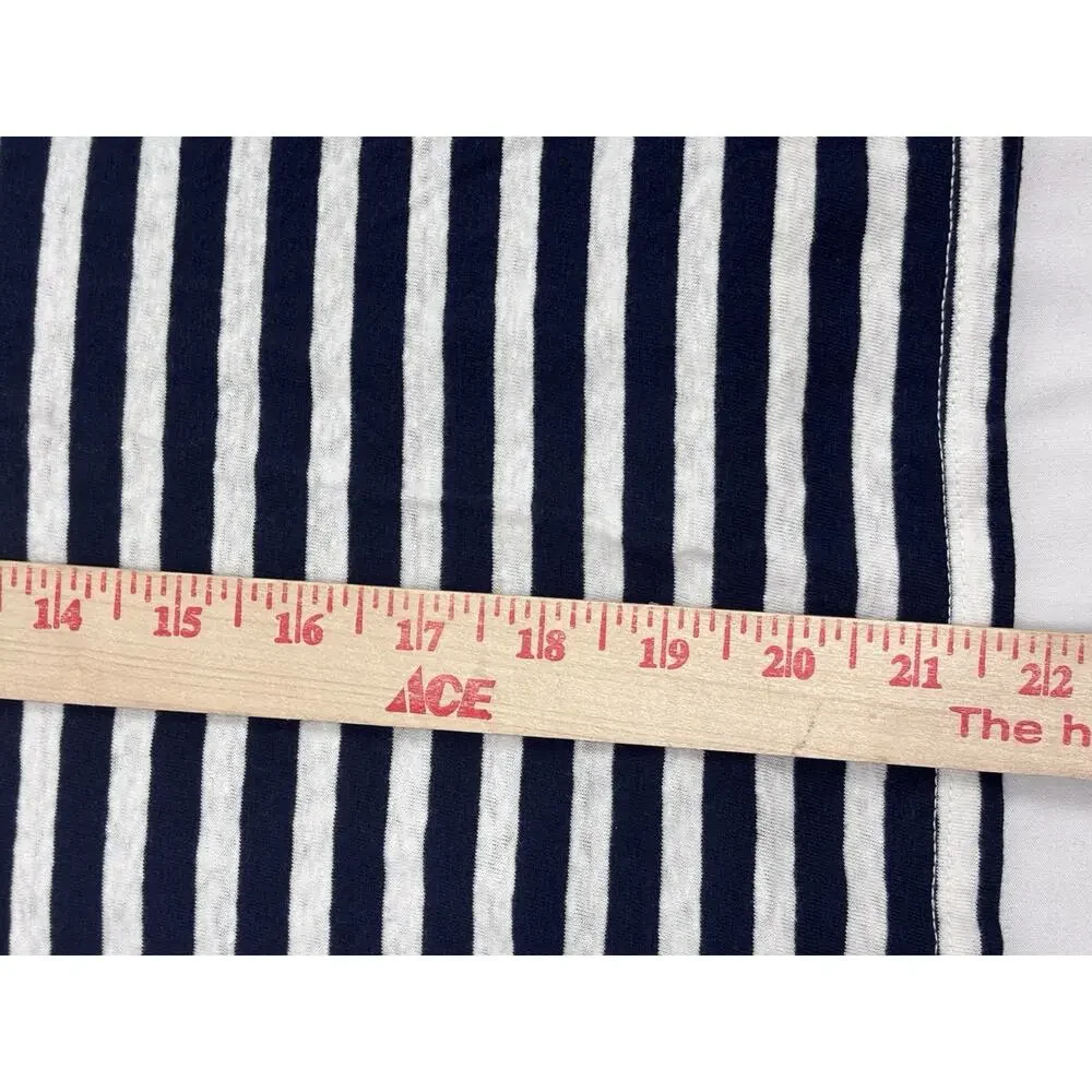 J.Crew Navy Blue White Striped Cotton-blend V-Neck Tank Top XS Coastal Preppy